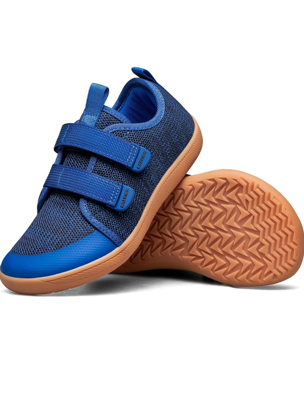 Kids Blue Dress Sneakers with Gum-Color Sole
